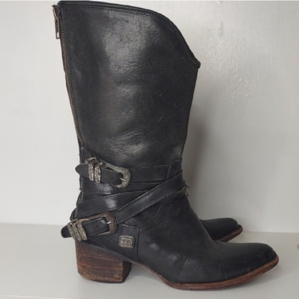 Freebird By Steven Pike Black Leather Steampunk Western Boots | Women’s Size 7 |